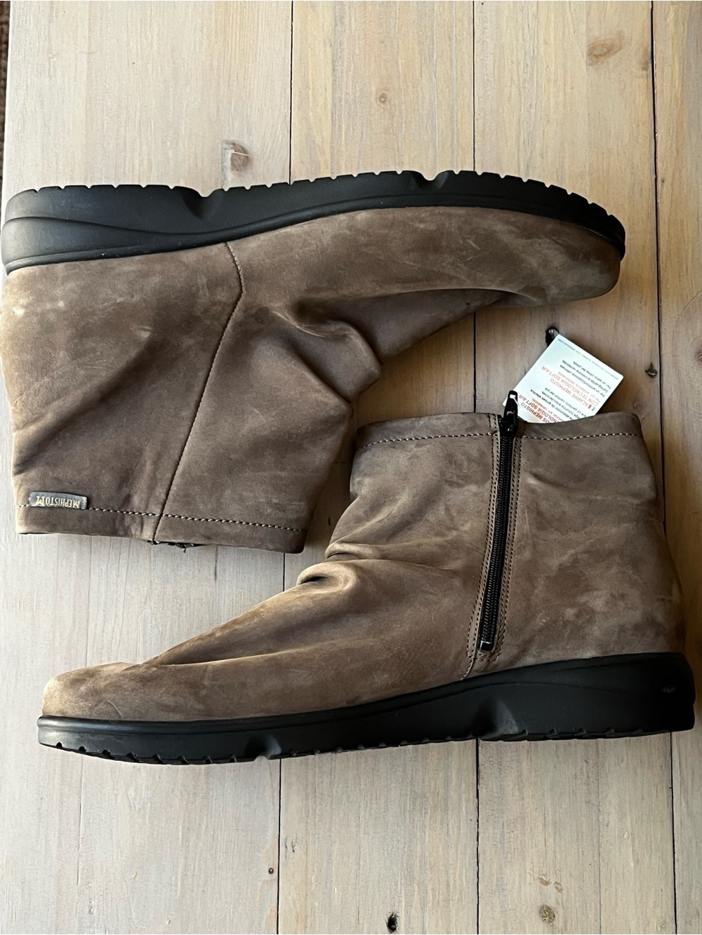 Mephisto Reiza Walnut Brown Suede Zip Ankle Boots - Picture 2 of 10